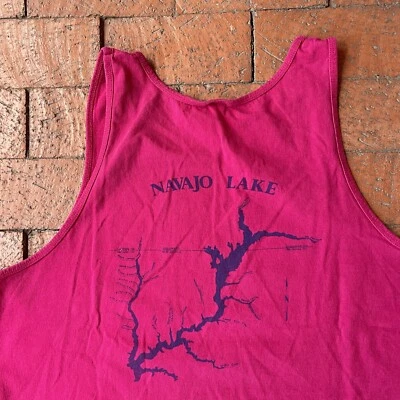 Camiseta sin mangas vintage FOTL rosa XL Navajo Lake San Juan Marina Arboles Colorado de colección Foto 1 de 4