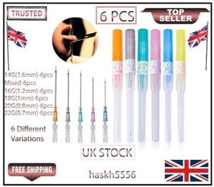 6PCs Piercing Needle for Navel Sterilised Tattoo Piercings Needles ToolA:‘k - Picture 1 of 16
