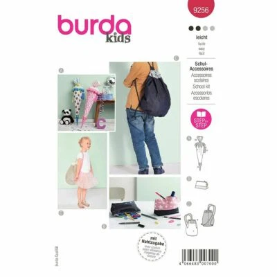 BURDA KIDS 9256 SCHOOL BACKPACK & ACCESSORIES Sewing Pattern Skill: EASY - Image 1 of 4