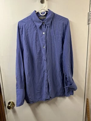 Kate Hill 女子 16w 真丝衬衫紫色闪亮纽扣长袖袖口 — 第 1/4 张图片