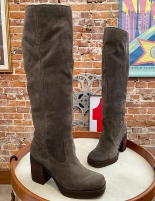 Zodiac PADMA Suede Tall Shaft Pull-On Boots US Women's Olive Green New - Image 1 of 4