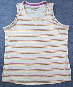 Patagonia Tank Top Womens Medium Mainstay Sunset Stripe Yellow Pink Cream Hiking - Picture 1 of 8