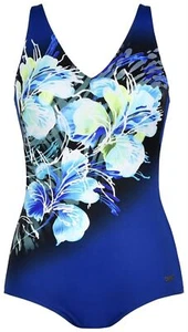 Naturana Swimsuit Floral Blue Padded Ladies Swimwear All In One Swimming Costume - Picture 1 of 3