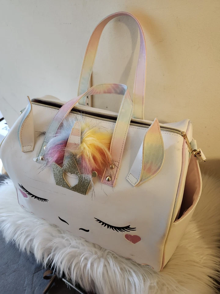 Satchell Bag- Under one sky Girls unicorn, White-14x 10x10" double straps - Image 1 of 4