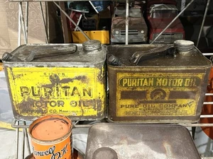 Puritan Motoröl Dose Paar Squatty 1 Gallone Pure Minnesota Lion Policeman Rarität - Bild 1 von 4