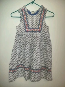 Vintage VERA BRADLEY Girls M Dress Quilted Top White Blue Red Floral - Picture 1 of 4
