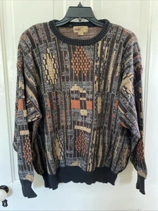 Suéter Sansabelt Vintage Años 90 Mezcla Geométrica Lana Talla 1X Cosby Hecho en Brasil - Imagen 1 de 11