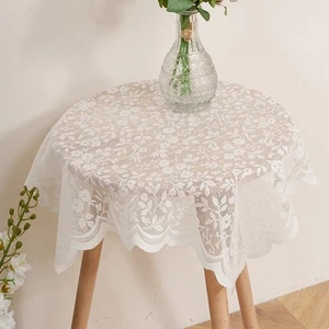 Stylish Lace Tablecloth With Dust Protective Sturdy Polyester Easy to Cleaning - Picture 1 of 12