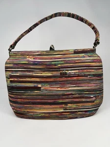 Vintage Leon Of California Colorful Fabric Purse Handbag Unique Bold  Print - Picture 1 of 10