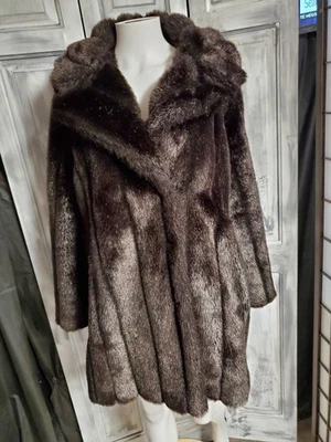 Винтажный редкая L 60-х 70-х темно-коричневый искусственного меха пальто моды плюшевый медведь женщин Союз сделано - Изображение 1 из 4