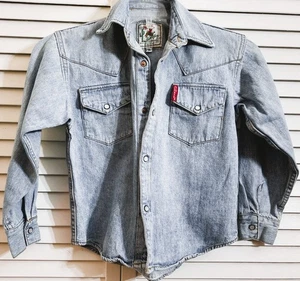 Agnelli Denim Jacket or Shirt with Pearl Snaps Made Out West in California SZ 8 - Picture 1 of 6