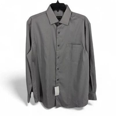 Van Heusen 男式 Stain Shield 标准版型正装衬衫 15-15.5 34-35 灰色中号 — 第 1/4 张图片