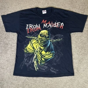 Maglietta Vintage Y2K Iron Maiden Piece Of Mind Metal Rock Band AOP Grafica Taglia L - Foto 1 di 13