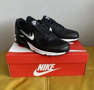 🔥Brand New Nike Air Max 90 Retro Leather Trainers Black Cool Grey UK 9 US 10🔥 - Picture 1 of 7