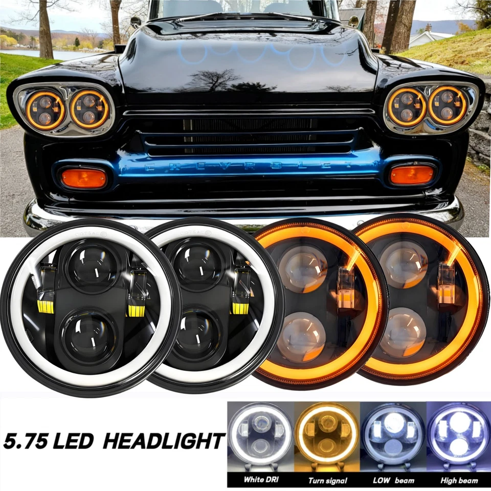 4PCS 5.75" 5-3/4 LED Headlight Hi-Low For Audi 100 Series LS GL Sedan 1971-1977 - Image 1 of 4