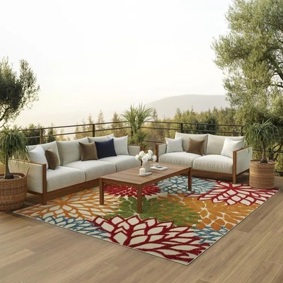 Green Rectangular Outdoor Rug 7X10 Durable Easy Clean For High Traffic Areas - Image 1 of 4