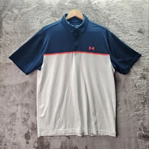 Under Armour Playoff Polo HeatGear marineblau weiß roter Besatz Golfshirt Herren Large " - Bild 1 von 8