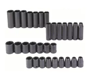 J74306 Impact Socket Set: 1/2 in Drive Size, 30 Pieces, 8 to 24 mm Socket - Picture 1 of 3