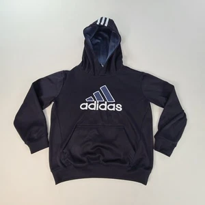 Adidas Sweater Boys Small Black Hoodie Pullover Comfort Casual Youth Kids - Picture 1 of 10