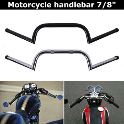Black/Chrome Cafe Racer Ace handlebar bar 7/8" For CB GS XS 650 750 850 900 1100 - Изображение 1 из 4