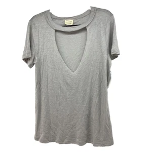 Emory Park Womens Casual Shirt Gray Heathered Short Sleeve Keyhole Neck S New - Picture 1 of 7