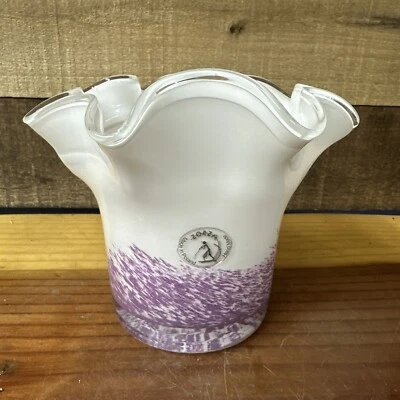 Zorza художественное стекло носовой платок фиолетовый белый ваза подсвечник - Изображение 1 из 4