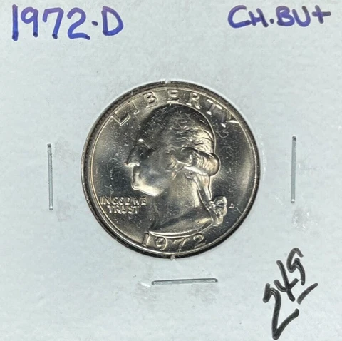 1972-D WASHINGTON QUARTER ~ CH/BU+  - CLAD ~BEAUTIFUL COIN~ Cover