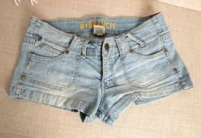 Vintage Booty Butt Lift Rave Clubwear Boho Mini Jean Shorts 9 Y2K - Image 1 of 2