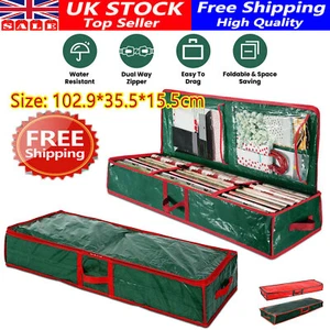 Wrapping Paper Storage Christmas Foldable Gift Wrap Card Bows Box Xmas Bags UK - Picture 1 of 18