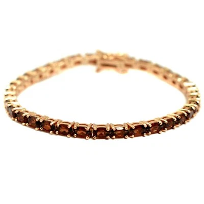 Brazalete de tenis de plata maciza 925 con piedras preciosas de granate natural chapado en oro rosa de 14K  Foto 1 de 4