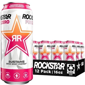 Rockstar Pure Zero Energy Drink, Tangerine Mango Guava Strawberryh, 0 Sugar, - Picture 1 of 8