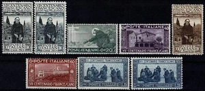 1926 REGNO D'ITALIA 7 CENT MORTE SAN FRANCESCO 8 VAL. MNH MF109472 - Picture 1 of 4