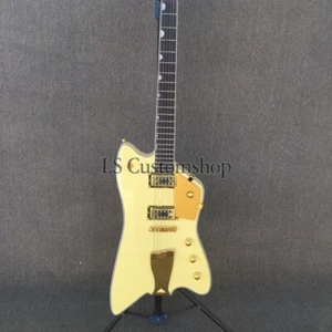 Cream Yellow Thunderbird Electric Guitar Billy-Bo Jupiter Solid Body HH Pickup - Picture 1 of 5