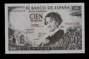 SPAGNA (1) BANCONOTA 100 PESETAS 19,11. 1965 (1970) P 150 EXTRA FINE - Foto 1 di 2