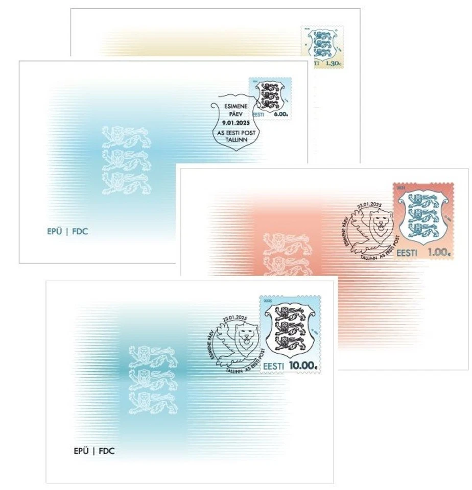 Estonia 2025  Definitive Issue Coat Arms heraldic Armoiries 4v FDC PJ - Image 1 of 1