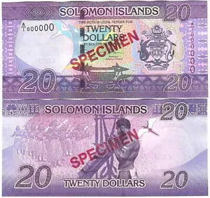 Solomon Islands - 20 Dollars 2017 UNC P. 34s - Specimen - Prefix A/1 Lemberg-Zp - Bild 1 von 1