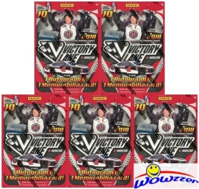 (5) 2018 Panini Victory Lane Nascar Racing EXCLUSIVE Blaster Box-5 AUTO/MEM  - Image 1 of 3