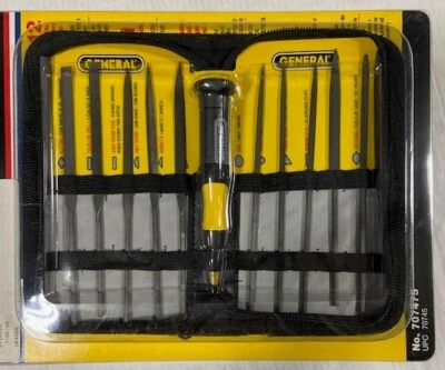 General Tools 707475 Swiss Pattern Needle File Set, 12-Pc, Black, Set of 12-New - Image 1 of 2