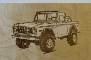 Laser Cut Wood Car Plaques-Wall Art-Counter Displays Old Ford Bronco(E) - Picture 1 of 2