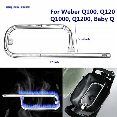 Parrilla de gas Weber Baby Q100 Q120 Q1000 Q1200 quemador de acero inoxidable 17" x 5 3/4"  Foto 1 de 4