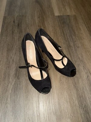 Franco Sarto Mary Jane Zapatos de salón para mujer 98M Negro Gamuza 3” Tacones Correa Elegante Foto 1 de 4