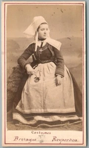 CDV 1870 Rosporden Frau Kostüm Finistère Foto Villard Quimper Typ Bretagne - Bild 1 von 6