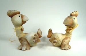 Par de dos macetas de cerámica vintage para gallo de pollo vientre caprichoso rústico descanso - Imagen 1 de 7