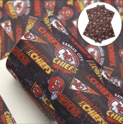 Chiefs FAUX LEATHER SHEET 8" x 12" WHOLESALE 1102001 Kansas City LITCHI - Image 1 of 2