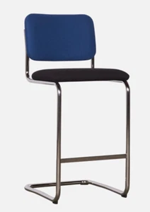KNOLL CESCA ARMLESS UPHOLSTERED BAR STOOL BLUE BLACK - Picture 1 of 4
