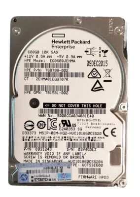 768788-002  600GB 10K 12Gbps 2.5" SFF SAS HUC101860CSS204 HDD Hard Drive - Image 1 of 4