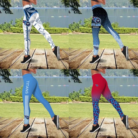 Tennessee Titans High Waisted Yoga Pants Women's Fitness Leggings Gym Trousers Cover
