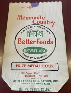 Sacchetto farina di carta vintage 2 libbre farina Better Foods anni '80 - Foto 1 di 1