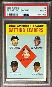 1963 Topps baseball 1962 AL batting leaders # 2 PSA 4 Mantle, Runnels PSA 4