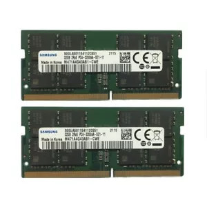 Samsung 2x32GB 2RX8 DDR4 PC4-3200AA PC4-3200MHz SO-DIMM Laptop Memory RAM& - Picture 1 of 3